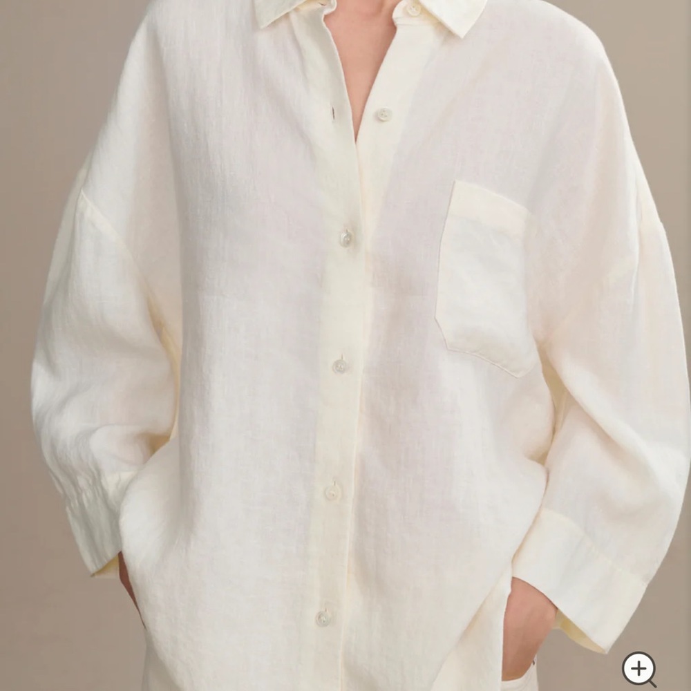NWT Jenni Kayne Ivory Linen Logan Shirt